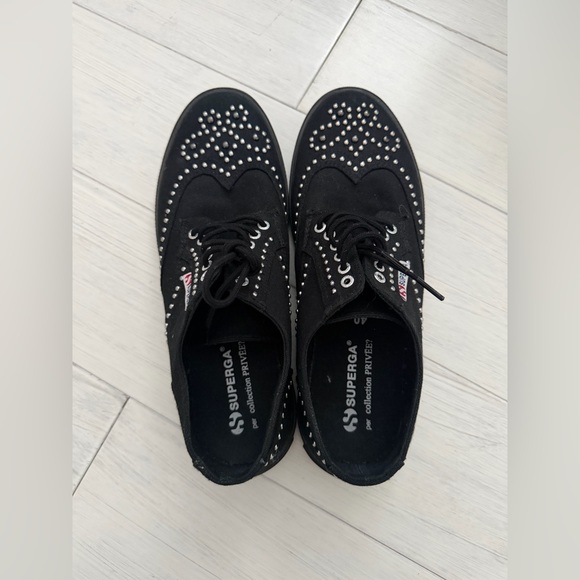 Superga Black Studded Canvas Derby Sneakers - Picture 3 of 5